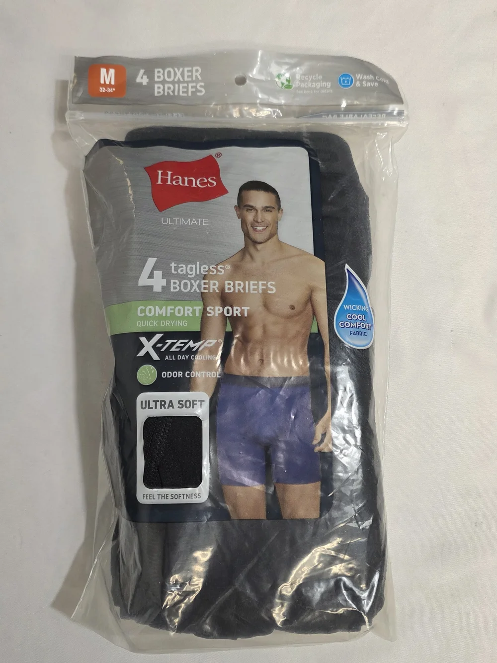 Hanes Comfort Sport Mens Size Medium Tagless X-Temp Boxer Briefs
